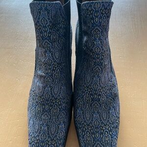 John Fluevog Blue Patterned Ankle Boots